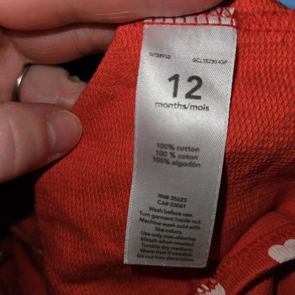 Carter's Baby Girl Jacket Red-ish White Hearts 12 Months Valentine's Day